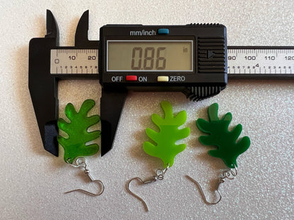 Tropical Leaf Earrings: Laser Cut Acrylic Leaves, Green Earrings, Plants, Gifts for Her/Him/Them