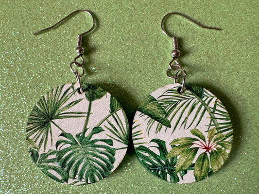 Tropical Leaf Earrings: Laser Cut Acrylic Leaves, Green Earrings, Plants, Hawaii, Paradise, Island, Tropics, Best Gifts for Her/Him/Them