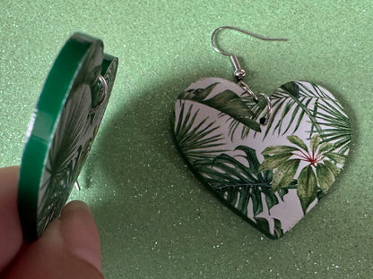 Tropical Leaf Earrings: Laser Cut Acrylic Leaves, Green Earrings, Plants, Hawaii, Paradise, Island, Tropics, Best Gifts for Her/Him/Them