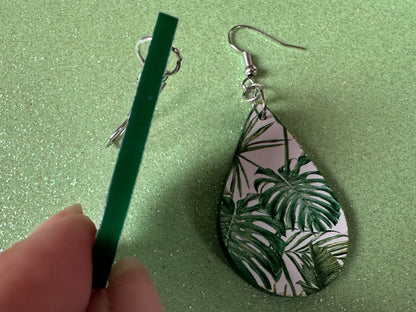 Tropical Leaf Earrings: Laser Cut Acrylic Leaves, Green Earrings, Plants, Hawaii, Paradise, Island, Tropics, Best Gifts for Her/Him/Them