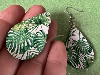 Tropical Leaf Earrings: Laser Cut Acrylic Leaves, Green Earrings, Plants, Hawaii, Paradise, Island, Tropics, Best Gifts for Her/Him/Them