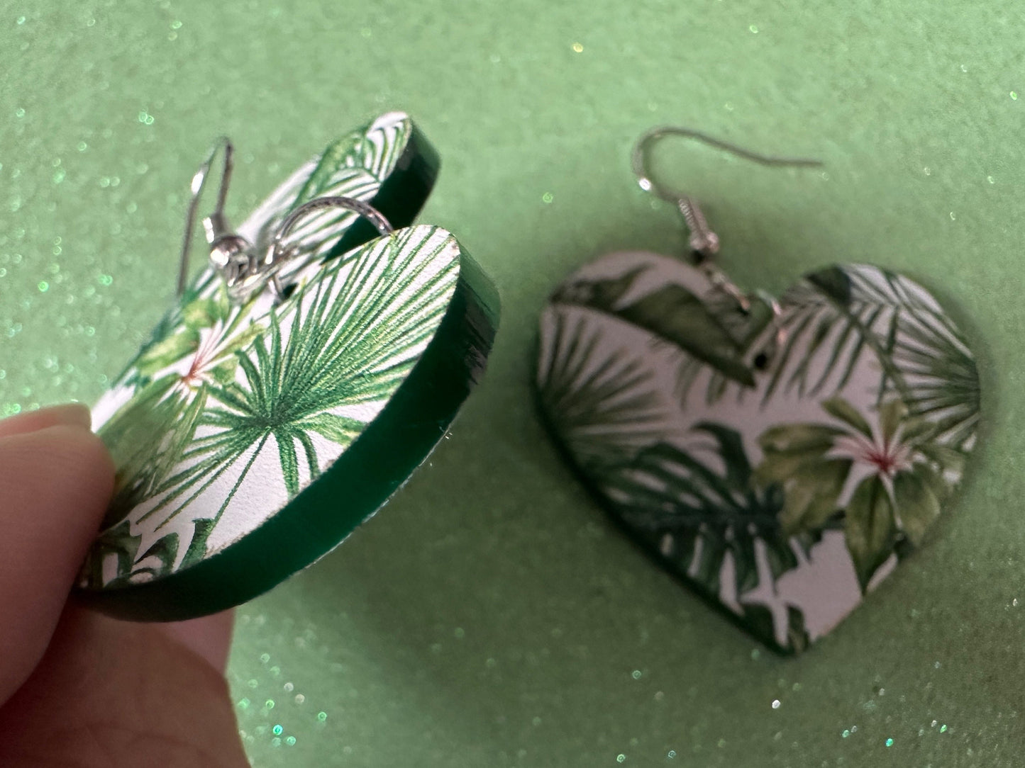 Tropical Leaf Earrings: Laser Cut Acrylic Leaves, Green Earrings, Plants, Hawaii, Paradise, Island, Tropics, Best Gifts for Her/Him/Them
