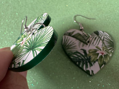 Tropical Leaf Earrings: Laser Cut Acrylic Leaves, Green Earrings, Plants, Hawaii, Paradise, Island, Tropics, Best Gifts for Her/Him/Them
