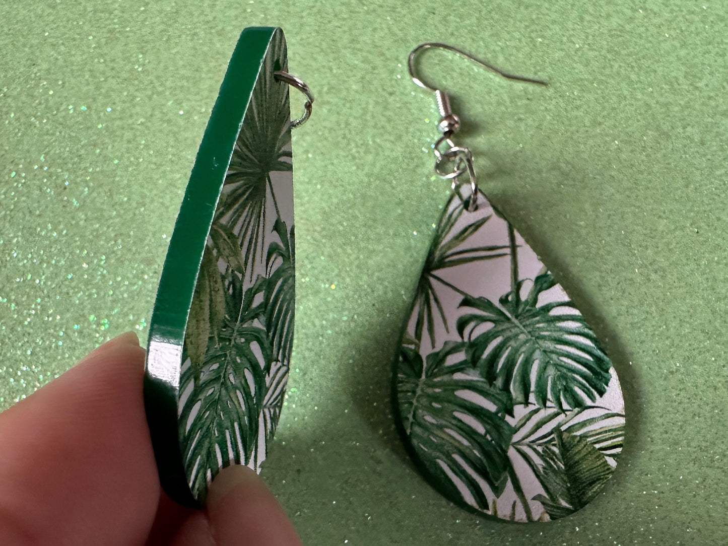 Tropical Leaf Earrings: Laser Cut Acrylic Leaves, Green Earrings, Plants, Hawaii, Paradise, Island, Tropics, Best Gifts for Her/Him/Them