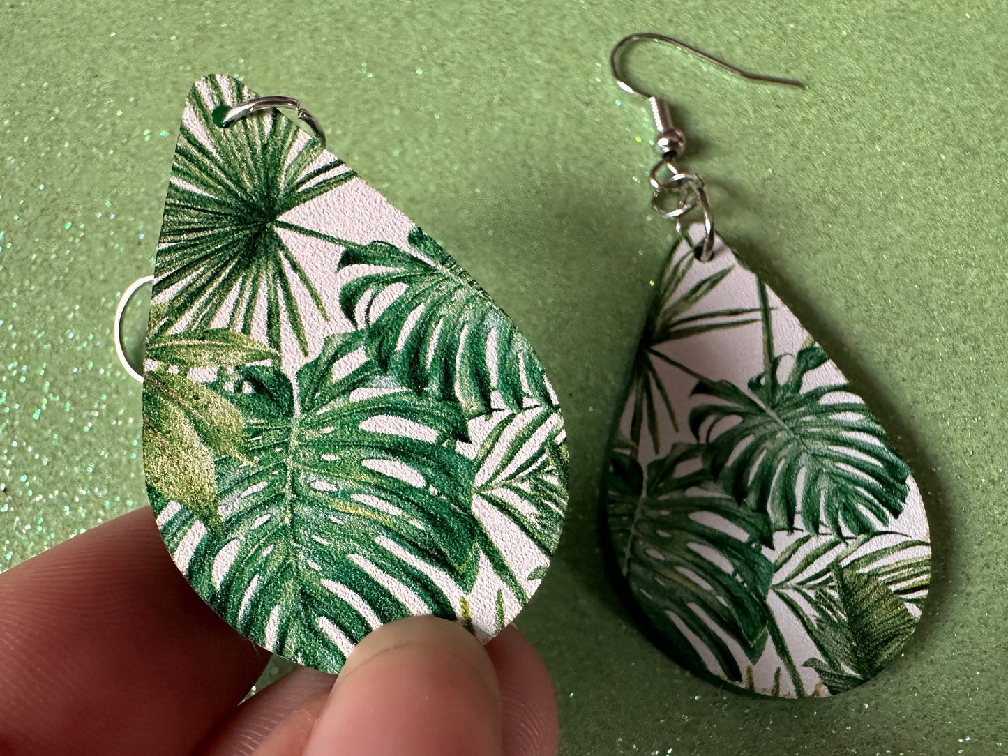 Tropical Leaf Earrings: Laser Cut Acrylic Leaves, Green Earrings, Plants, Hawaii, Paradise, Island, Tropics, Best Gifts for Her/Him/Them