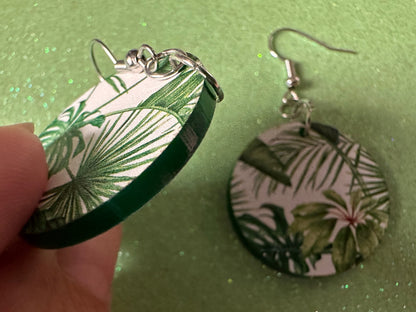 Tropical Leaf Earrings: Laser Cut Acrylic Leaves, Green Earrings, Plants, Hawaii, Paradise, Island, Tropics, Best Gifts for Her/Him/Them