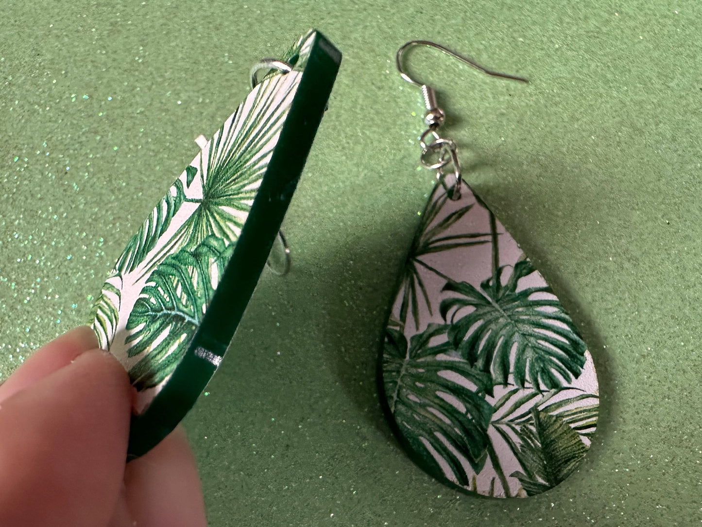 Tropical Leaf Earrings: Laser Cut Acrylic Leaves, Green Earrings, Plants, Hawaii, Paradise, Island, Tropics, Best Gifts for Her/Him/Them