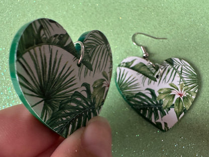 Tropical Leaf Earrings: Laser Cut Acrylic Leaves, Green Earrings, Plants, Hawaii, Paradise, Island, Tropics, Best Gifts for Her/Him/Them