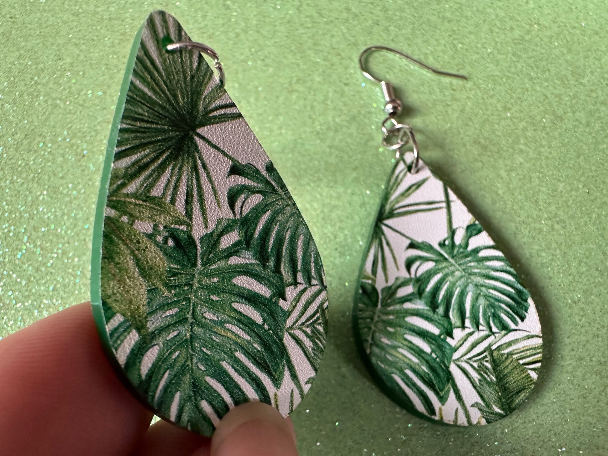 Tropical Leaf Earrings: Laser Cut Acrylic Leaves, Green Earrings, Plants, Hawaii, Paradise, Island, Tropics, Best Gifts for Her/Him/Them