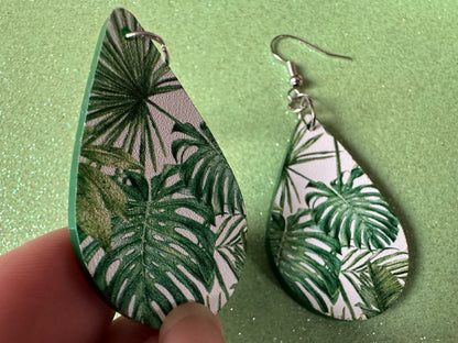 Tropical Leaf Earrings: Laser Cut Acrylic Leaves, Green Earrings, Plants, Hawaii, Paradise, Island, Tropics, Best Gifts for Her/Him/Them