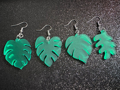 Tropical Leaf Earrings: Laser Cut Acrylic Leaves, House Plant, Monstera, Lush Green Earrings, Plants, Palm Tree, Best Gifts for Her/Him/Them