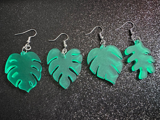 Tropical Leaf Earrings: Laser Cut Acrylic Leaves, House Plant, Monstera, Lush Green Earrings, Plants, Palm Tree, Best Gifts for Her/Him/Them
