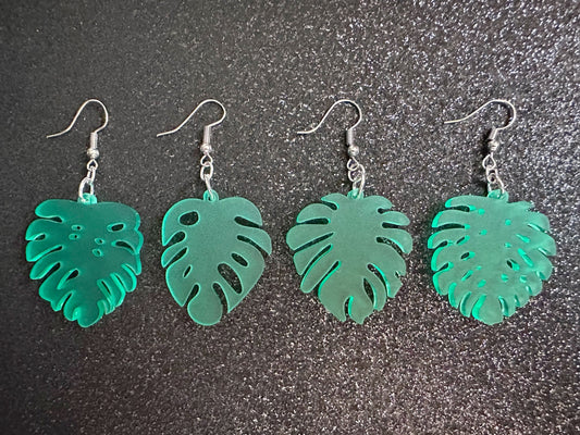 Tropical Leaf Earrings: Laser Cut Acrylic Leaves, House Plant, Monstera, Lush Green Earrings, Plants, Palm Tree, Best Gifts for Her/Him/Them