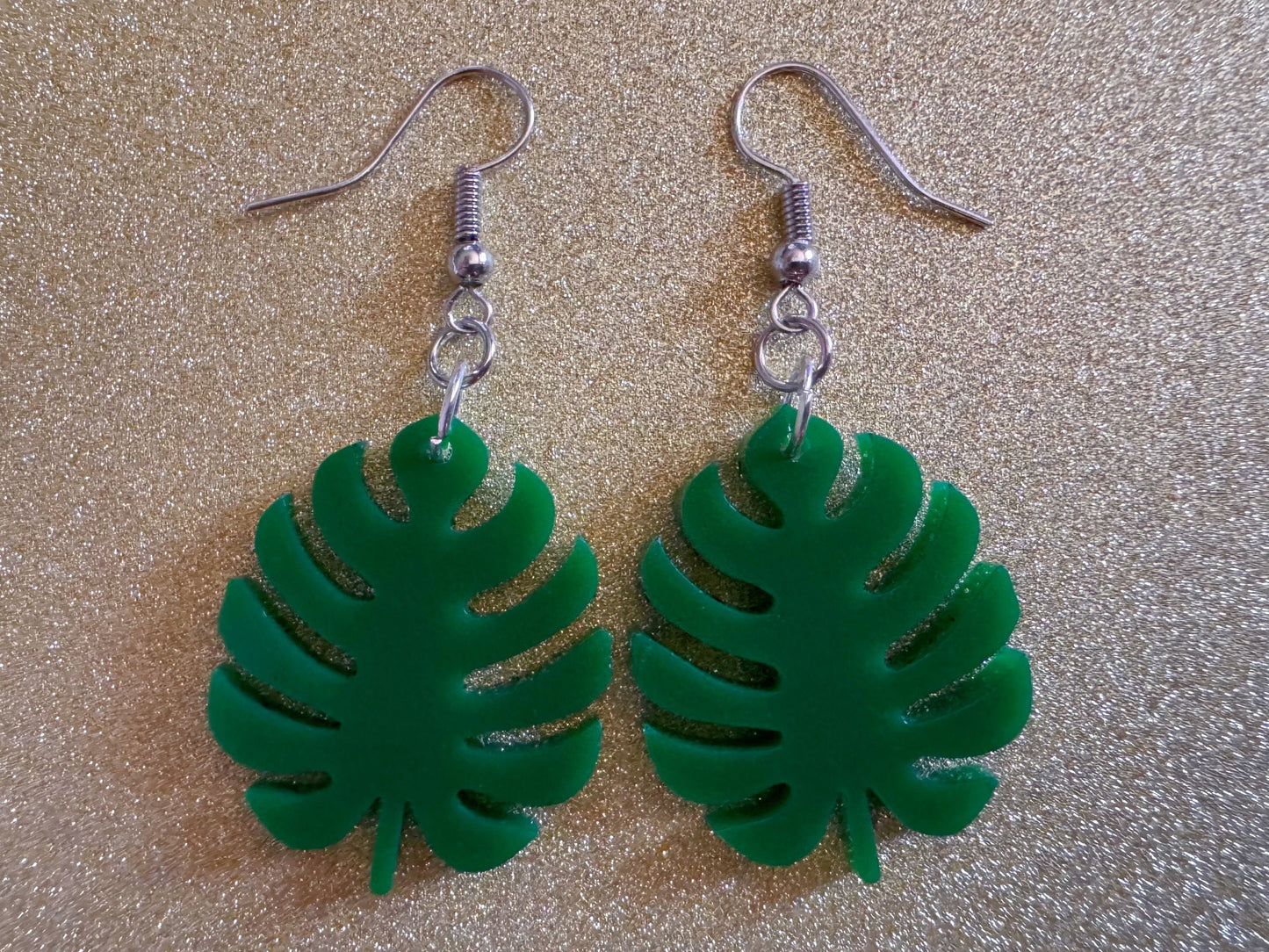 Tropical Leaf Earrings: Laser Cut Acrylic Leaves, House Plant, Monstera, Lush Green Earrings, Plants, Palm Tree, Best Gifts for Her/Him/Them