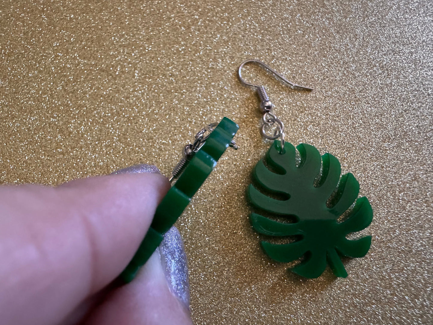 Tropical Leaf Earrings: Laser Cut Acrylic Leaves, House Plant, Monstera, Lush Green Earrings, Plants, Palm Tree, Best Gifts for Her/Him/Them