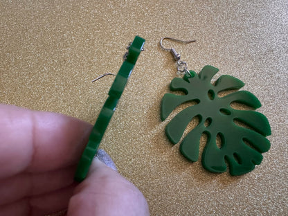 Tropical Leaf Earrings: Laser Cut Acrylic Leaves, House Plant, Monstera, Lush Green Earrings, Plants, Palm Tree, Best Gifts for Her/Him/Them