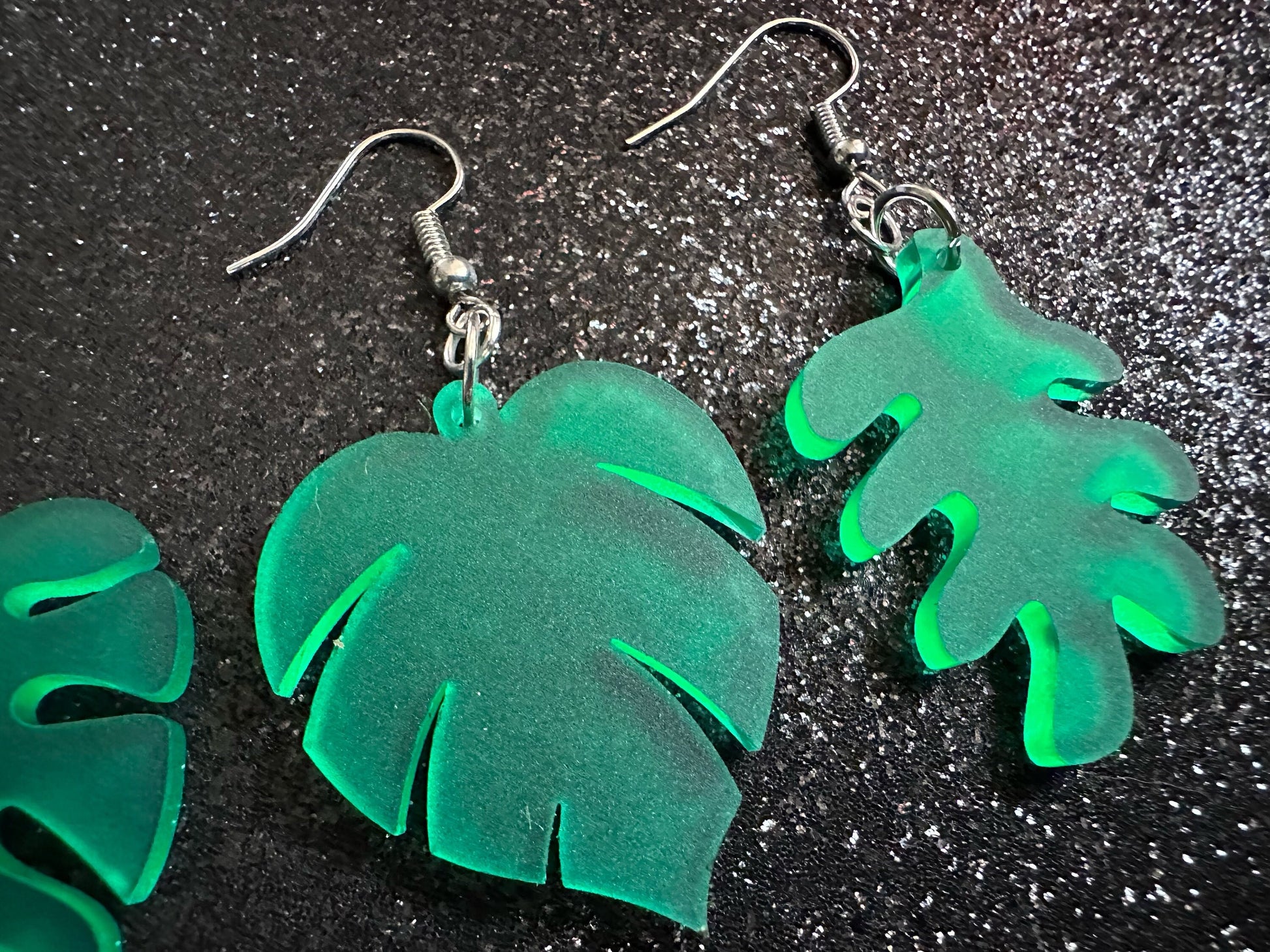 Tropical Leaf Earrings: Laser Cut Acrylic Leaves, House Plant, Monstera, Lush Green Earrings, Plants, Palm Tree, Best Gifts for Her/Him/Them