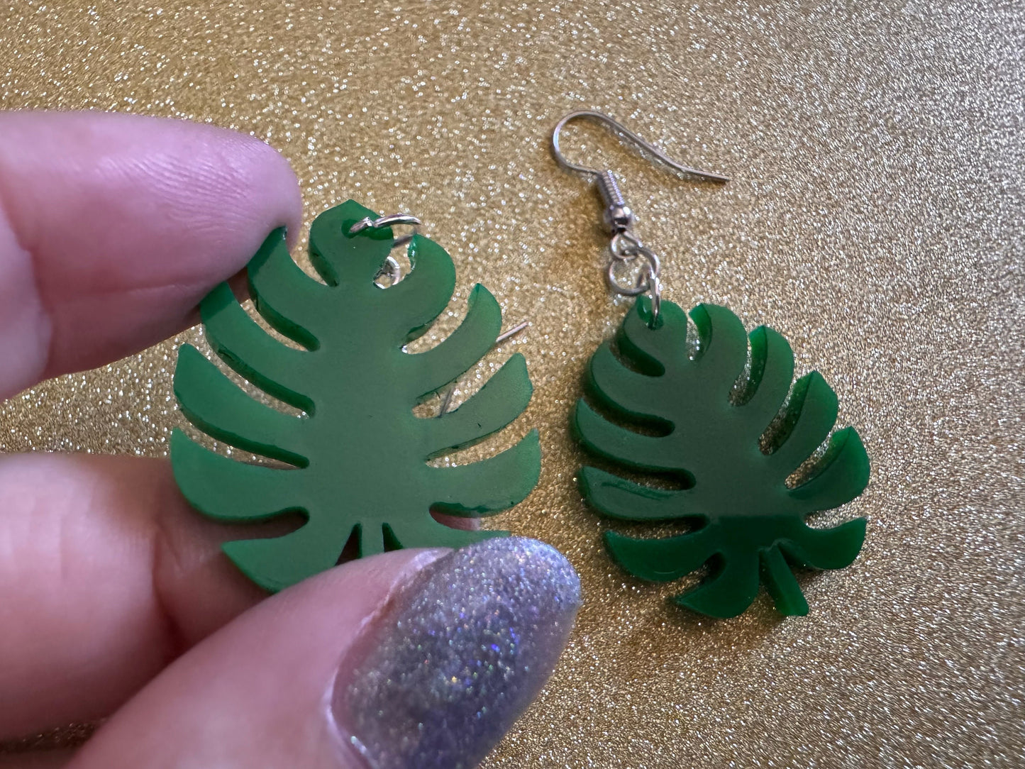 Tropical Leaf Earrings: Laser Cut Acrylic Leaves, House Plant, Monstera, Lush Green Earrings, Plants, Palm Tree, Best Gifts for Her/Him/Them