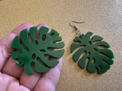 Tropical Leaf Earrings: Laser Cut Acrylic Leaves, House Plant, Monstera, Lush Green Earrings, Plants, Palm Tree, Best Gifts for Her/Him/Them