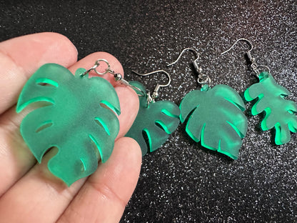 Tropical Leaf Earrings: Laser Cut Acrylic Leaves, House Plant, Monstera, Lush Green Earrings, Plants, Palm Tree, Best Gifts for Her/Him/Them