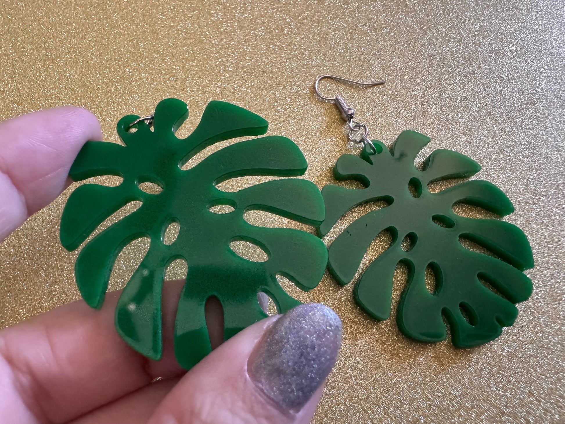Tropical Leaf Earrings: Laser Cut Acrylic Leaves, House Plant, Monstera, Lush Green Earrings, Plants, Palm Tree, Best Gifts for Her/Him/Them