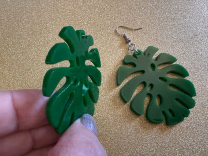 Tropical Leaf Earrings: Laser Cut Acrylic Leaves, House Plant, Monstera, Lush Green Earrings, Plants, Palm Tree, Best Gifts for Her/Him/Them