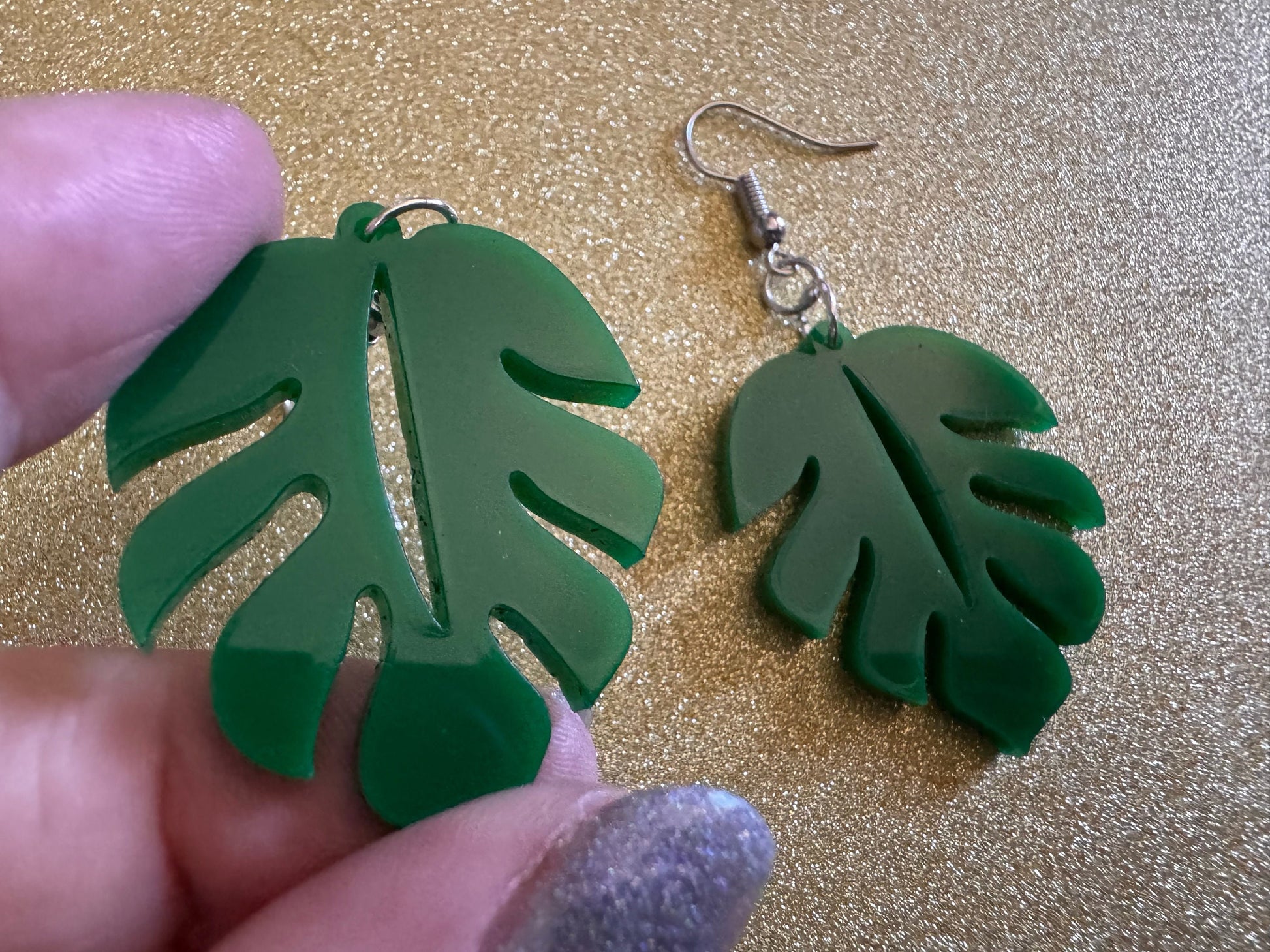 Tropical Leaf Earrings: Laser Cut Acrylic Leaves, House Plant, Monstera, Lush Green Earrings, Plants, Palm Tree, Best Gifts for Her/Him/Them
