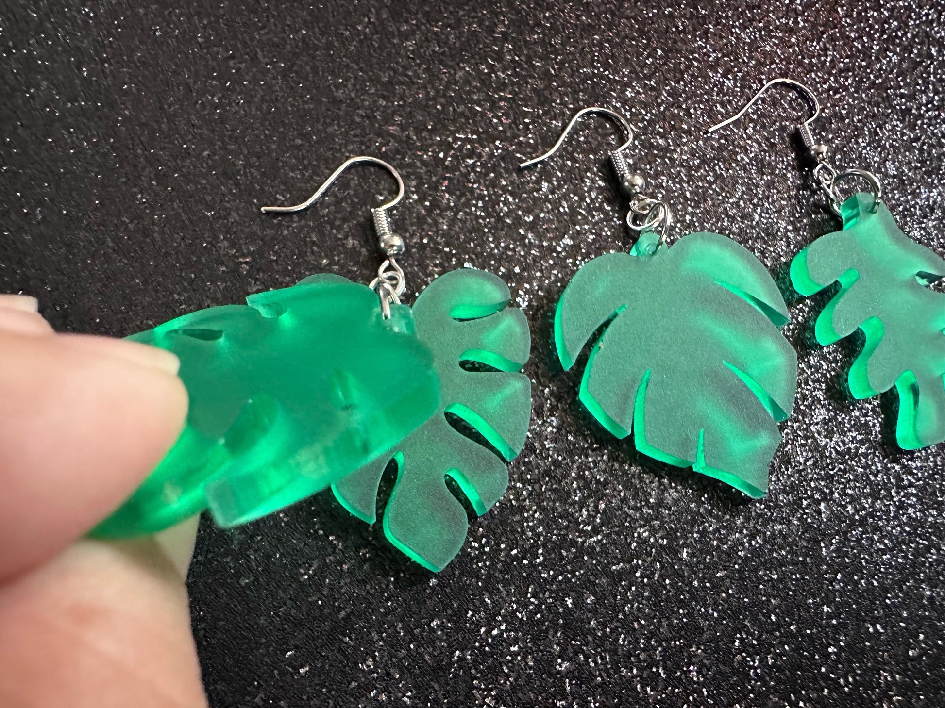 Tropical Leaf Earrings: Laser Cut Acrylic Leaves, House Plant, Monstera, Lush Green Earrings, Plants, Palm Tree, Best Gifts for Her/Him/Them