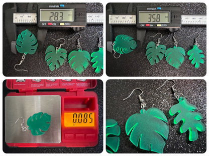 Tropical Leaf Earrings: Laser Cut Acrylic Leaves, House Plant, Monstera, Lush Green Earrings, Plants, Palm Tree, Best Gifts for Her/Him/Them