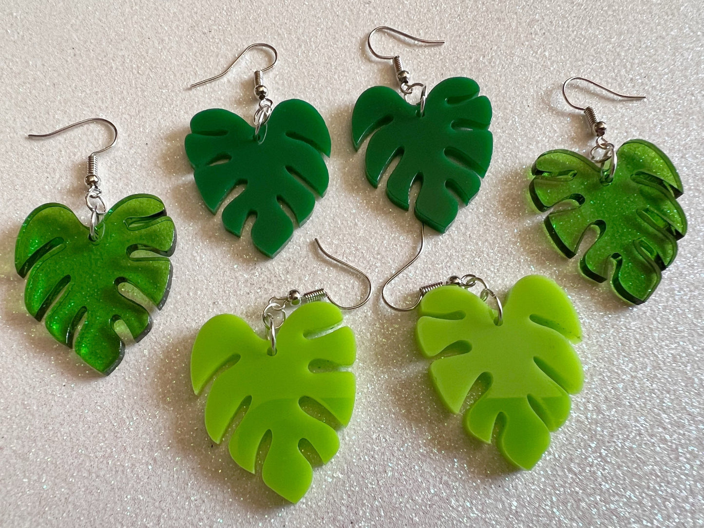 Tropical Leaf Earrings: Laser Cut Acrylic Leaves, House Plant, Monstera, Lush Green Earrings, Plants, Palm Tree, Gifts for Her/Him/Them