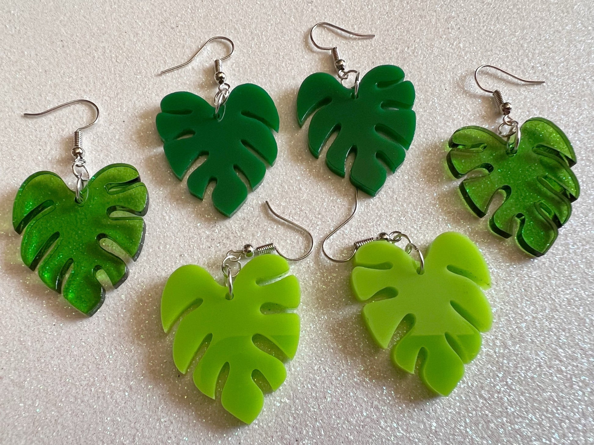 Tropical Leaf Earrings: Laser Cut Acrylic Leaves, House Plant, Monstera, Lush Green Earrings, Plants, Palm Tree, Gifts for Her/Him/Them