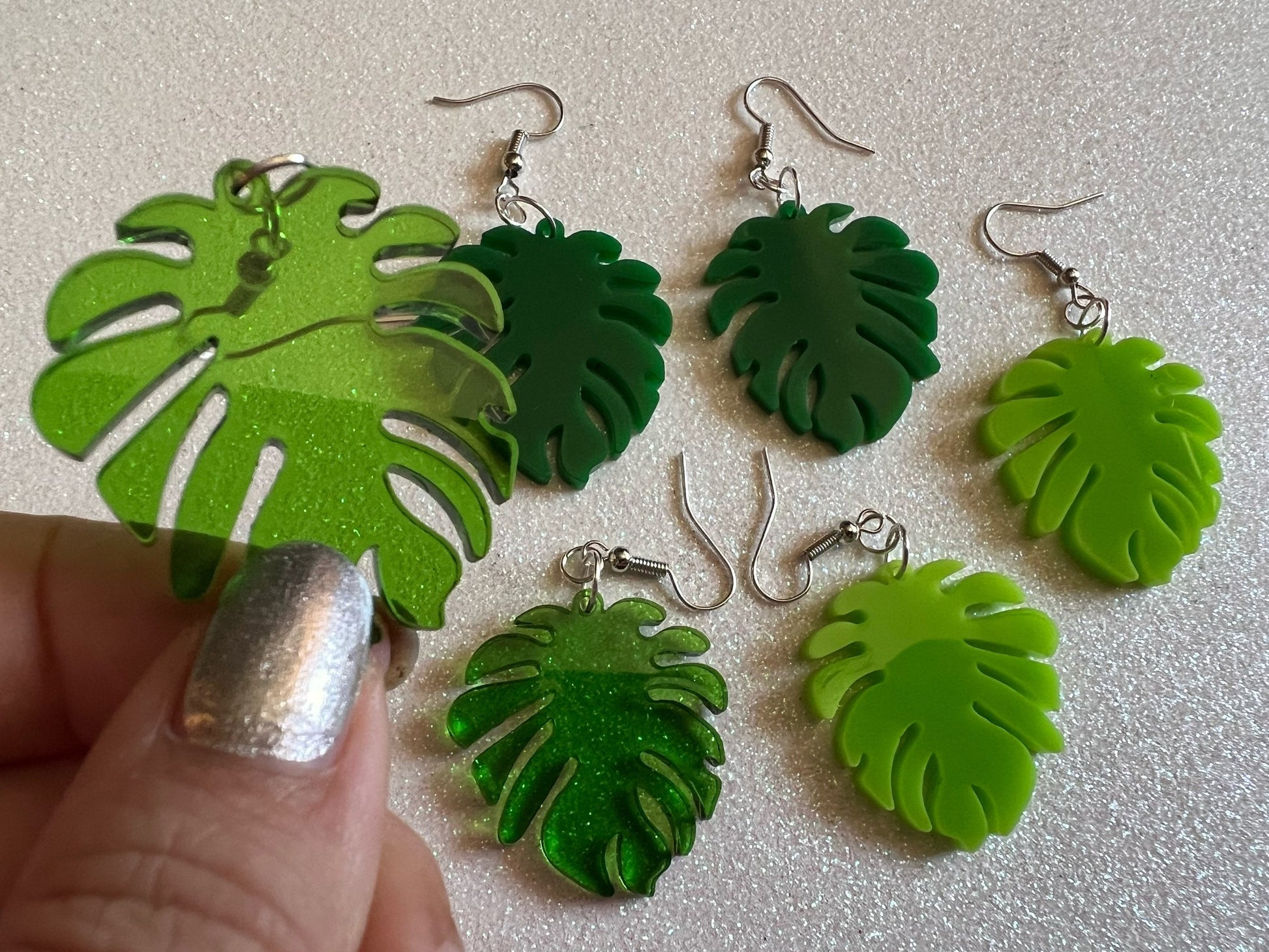 Tropical Leaf Earrings: Laser Cut Acrylic Leaves, House Plant, Monstera, Lush Green Earrings, Plants, Palm Tree, Gifts for Her/Him/Them