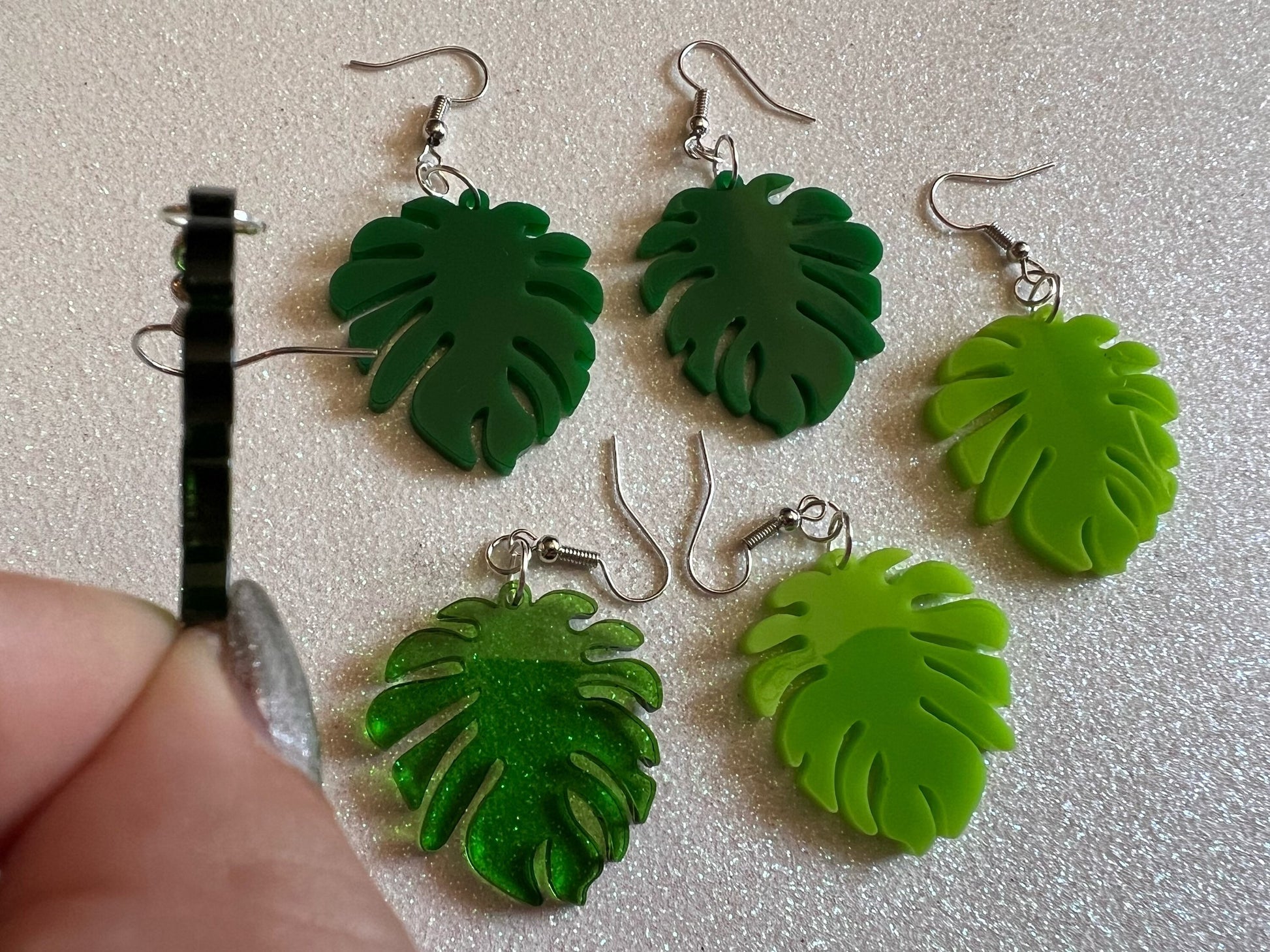 Tropical Leaf Earrings: Laser Cut Acrylic Leaves, House Plant, Monstera, Lush Green Earrings, Plants, Palm Tree, Gifts for Her/Him/Them