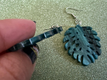 Tropical Leaf Earrings: Laser Cut Acrylic Leaves, House Plant, Monstera, Lush Green Earrings, Plants, Sparkly, Best Gifts for Her/Him/Them