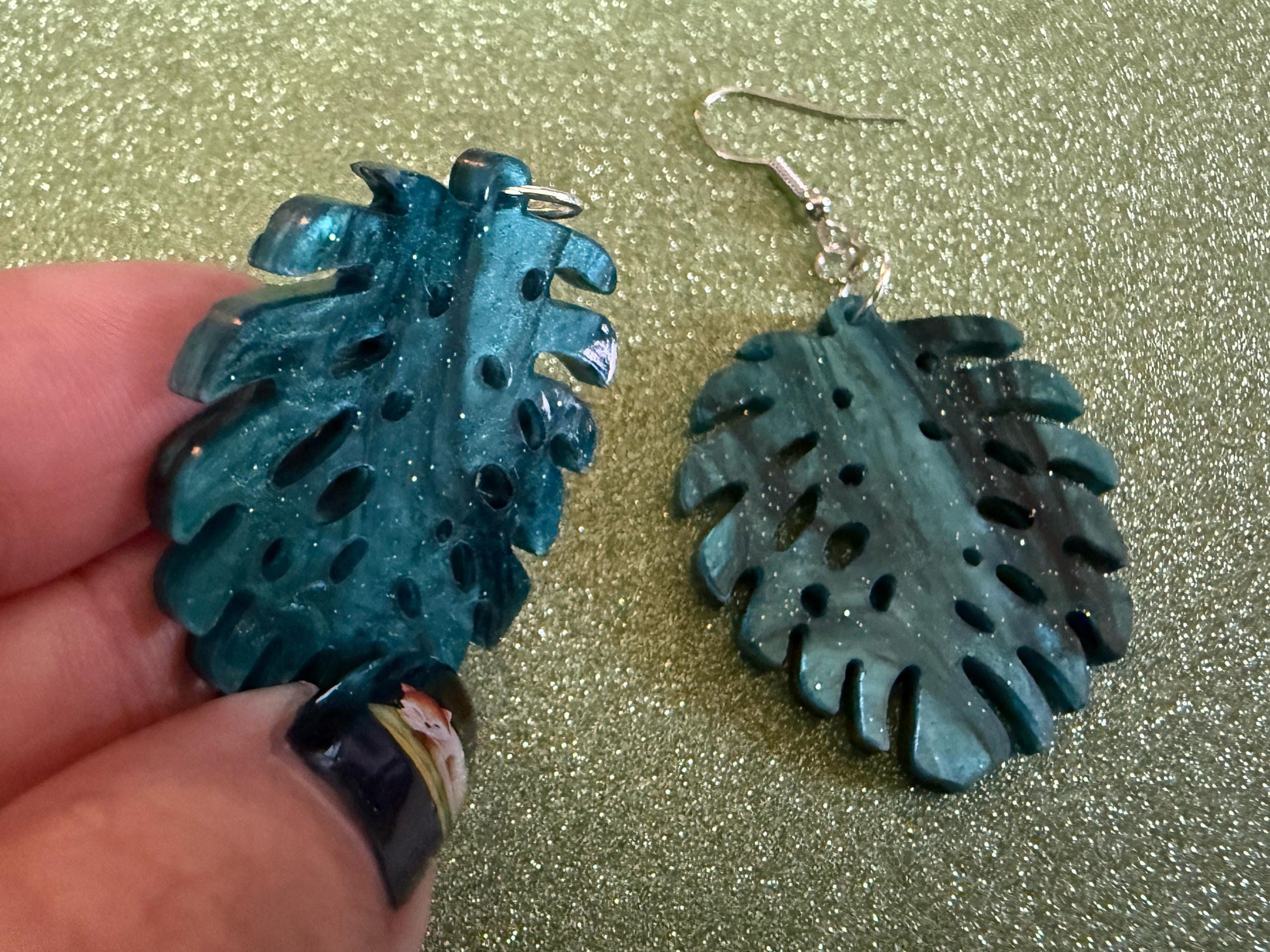 Tropical Leaf Earrings: Laser Cut Acrylic Leaves, House Plant, Monstera, Lush Green Earrings, Plants, Sparkly, Best Gifts for Her/Him/Them