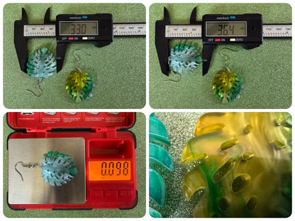 Tropical Leaf Earrings: Laser Cut Acrylic Leaves, House Plant, Monstera, Lush Green Earrings, Plants, Sparkly, Best Gifts for Her/Him/Them