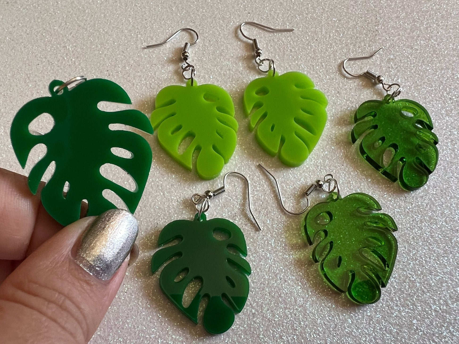 Tropical Leaf Earrings: Laser Cut Green Acrylic Monstera