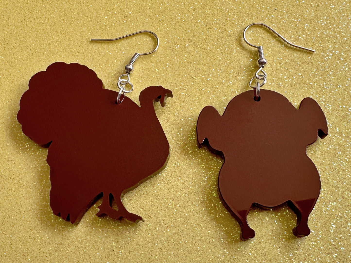 Turkey Earrings: Thanksgiving, Holiday, Laser Cut Acrylic Turkeys, Give Thanks, Family, Friendsgiving, Chicken, Bird, Gifts for Her/Him/Them