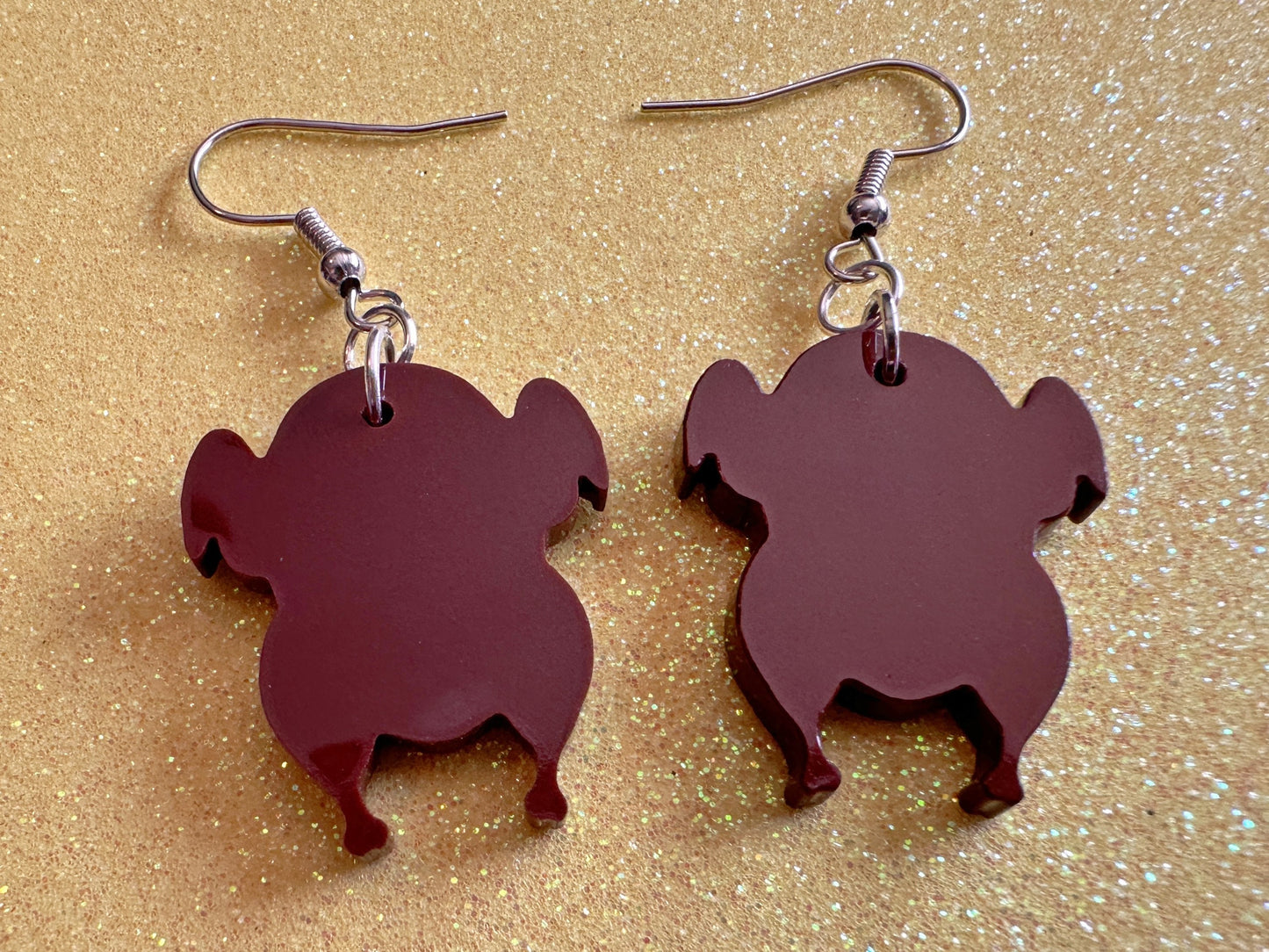 Turkey Earrings: Thanksgiving, Holiday, Laser Cut Acrylic Turkeys, Give Thanks, Family, Friendsgiving, Chicken, Bird, Gifts for Her/Him/Them