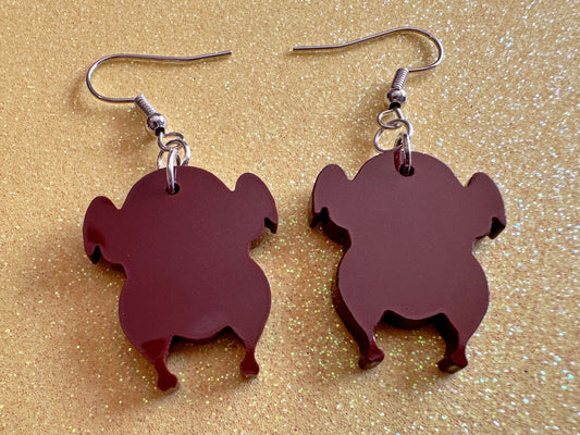 Turkey Earrings: Thanksgiving, Holiday, Laser Cut Acrylic Turkeys, Give Thanks, Family, Friendsgiving, Chicken, Bird, Gifts for Her/Him/Them