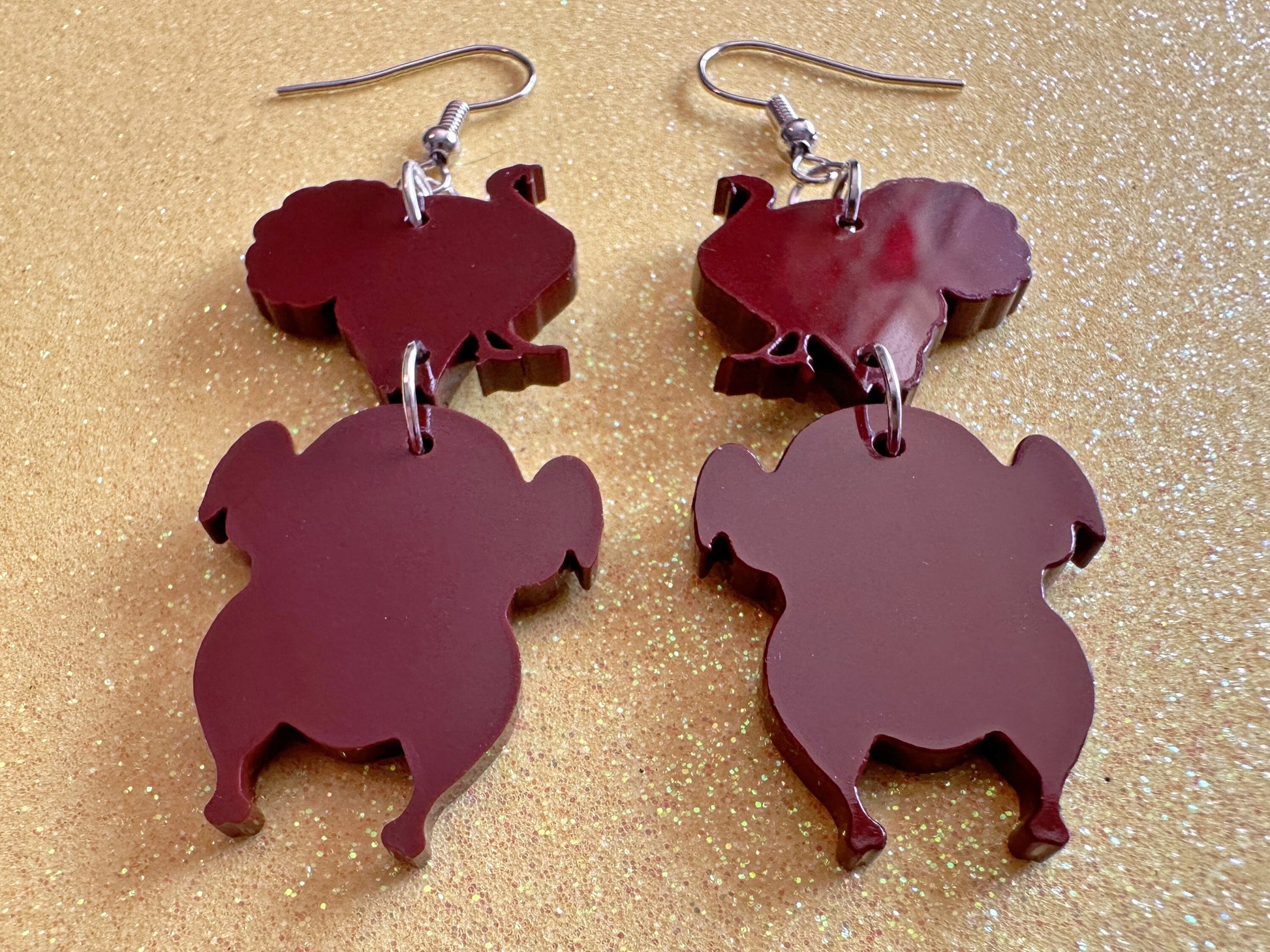 Turkey Earrings: Thanksgiving, Holiday, Laser Cut Acrylic Turkeys, Give Thanks, Family, Friendsgiving, Chicken, Bird, Gifts for Her/Him/Them