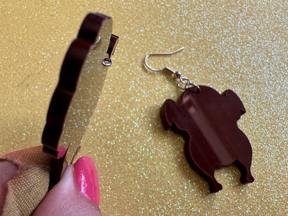 Turkey Earrings: Thanksgiving, Holiday, Laser Cut Acrylic Turkeys, Give Thanks, Family, Friendsgiving, Chicken, Bird, Gifts for Her/Him/Them