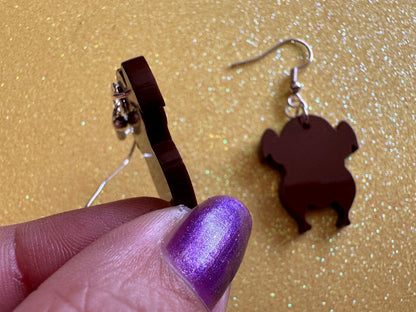 Turkey Earrings: Thanksgiving, Holiday, Laser Cut Acrylic Turkeys, Give Thanks, Family, Friendsgiving, Chicken, Bird, Gifts for Her/Him/Them