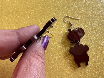 Turkey Earrings: Thanksgiving, Holiday, Laser Cut Acrylic Turkeys, Give Thanks, Family, Friendsgiving, Chicken, Bird, Gifts for Her/Him/Them