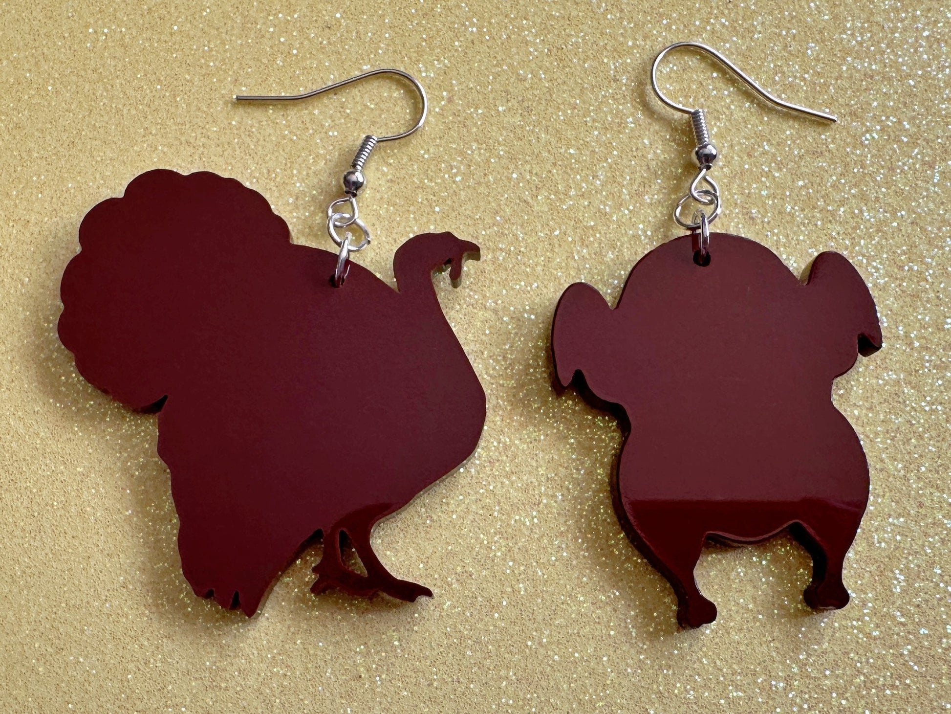 Turkey Earrings: Thanksgiving, Holiday, Laser Cut Acrylic Turkeys, Give Thanks, Family, Friendsgiving, Chicken, Bird, Gifts for Her/Him/Them
