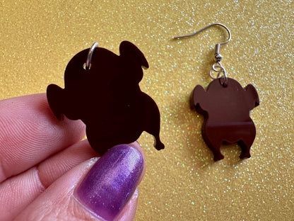 Turkey Earrings: Thanksgiving, Holiday, Laser Cut Acrylic Turkeys, Give Thanks, Family, Friendsgiving, Chicken, Bird, Gifts for Her/Him/Them