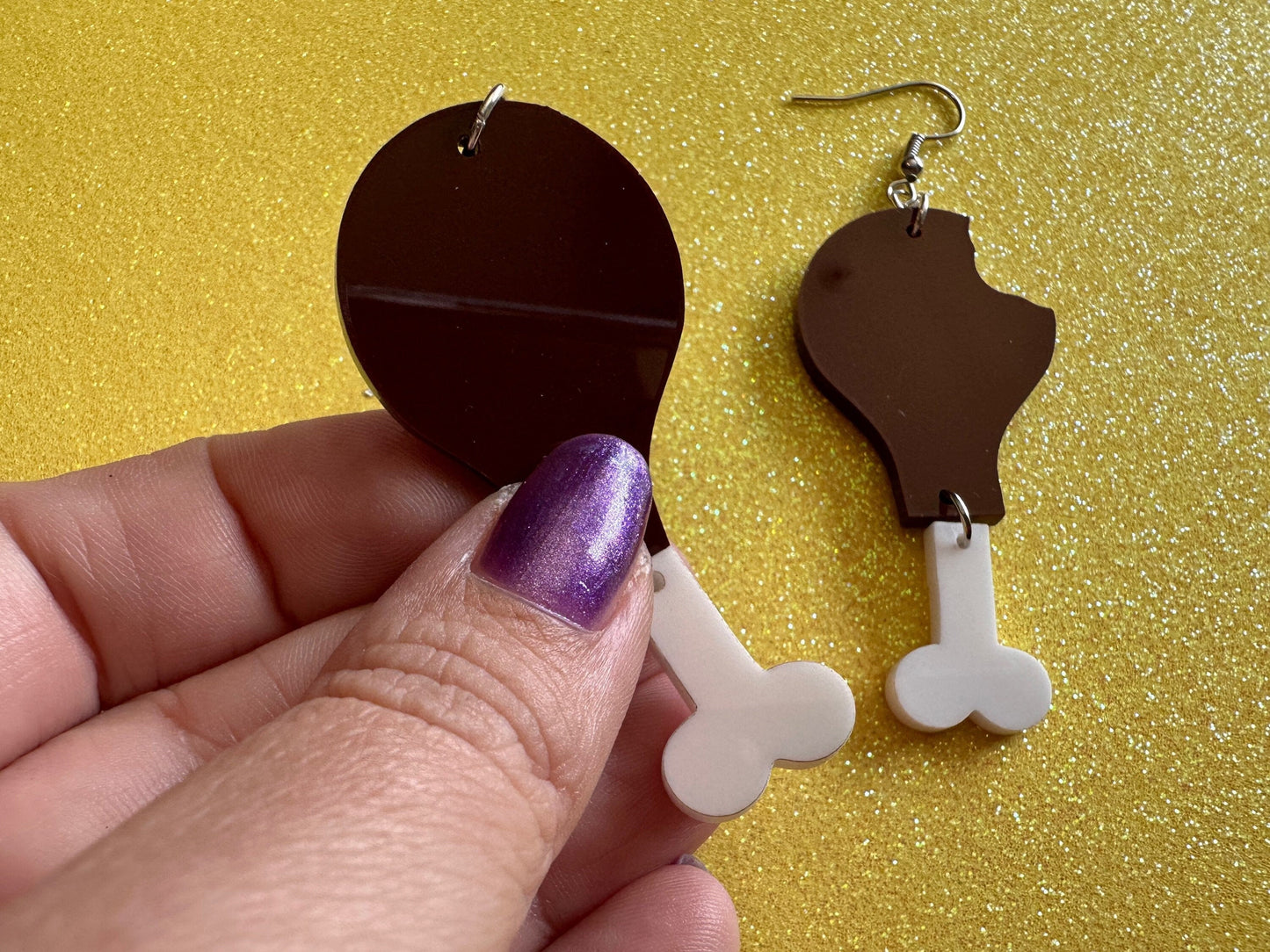 Turkey Leg Earrings: Thanksgiving, Holiday, Laser Cut Acrylic Turkeys, Give Thanks, Family, Friendsgiving, Chicken, Gifts for Her/Him/Them