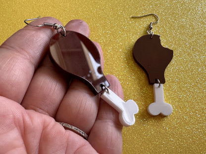 Turkey Leg Earrings: Thanksgiving, Holiday, Laser Cut Acrylic Turkeys, Give Thanks, Family, Friendsgiving, Chicken, Gifts for Her/Him/Them