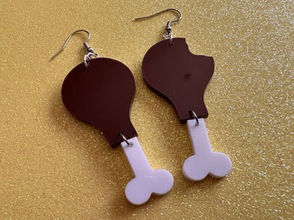 Turkey Leg Earrings: Thanksgiving, Holiday, Laser Cut Acrylic Turkeys, Give Thanks, Family, Friendsgiving, Chicken, Gifts for Her/Him/Them
