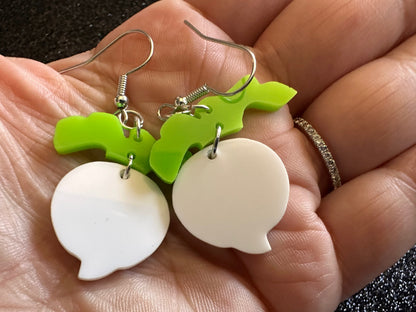Turnip Earrings: Laser Cut Acrylic Vegetables, Food Earrings, Healthy, Veggies, Food Earrings, Best Gifts for Her/Him/Them